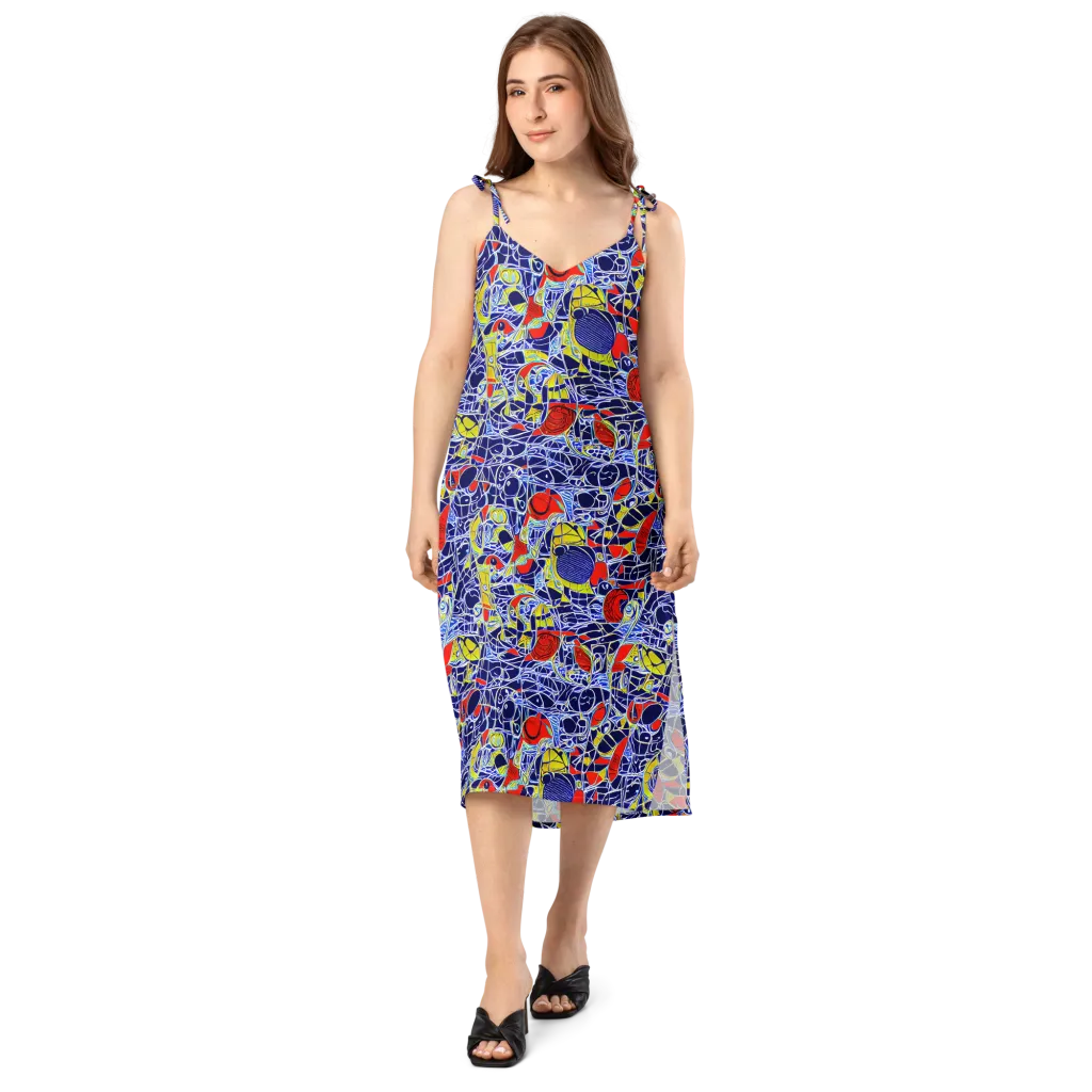 Blue Rapture on Slip Dress — Front