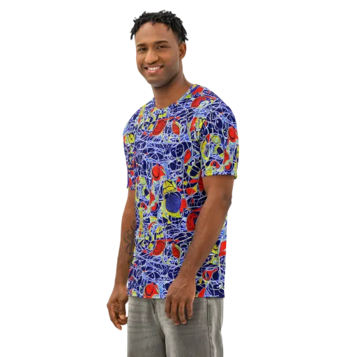 Blue Rapture on a Men's Cotton Crew Neck T-Shirt