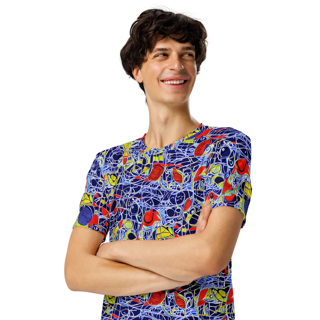 Blue Rapture on Men's Crew Neck T-Shirt — Left Front
