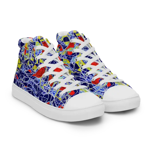 Blue Rapture on a Men's High Top Canvas Shoes