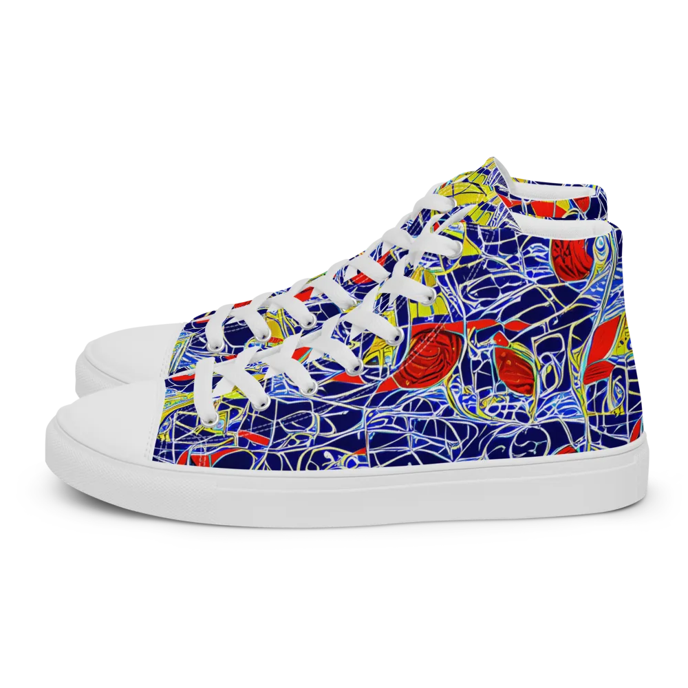 Blue Rapture on Men's High Top Canvas Shoes — Left