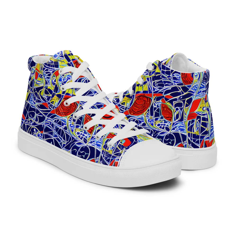 Blue Rapture on Men's High Top Canvas Shoes — Right