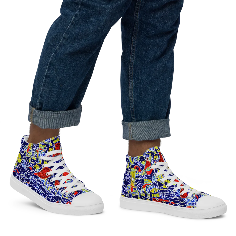 Blue Rapture on Men's High Top Canvas Shoes — Right