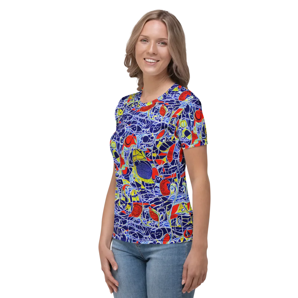 Blue Rapture on Women's Crew Neck T-Shirt — Left
