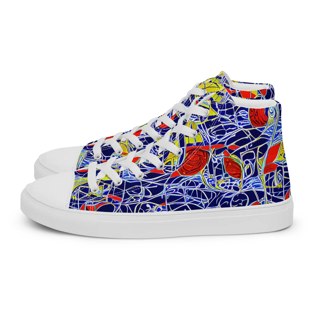 Blue Rapture on Women's High Top Canvas Shoes — Left