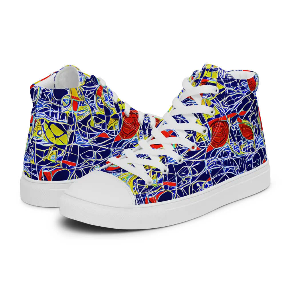 Blue Rapture on Women's High Top Canvas Shoes — Left