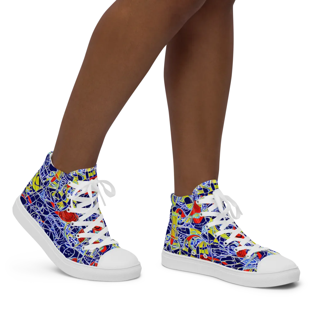 Blue Rapture on Women's High Top Canvas Shoes — Right