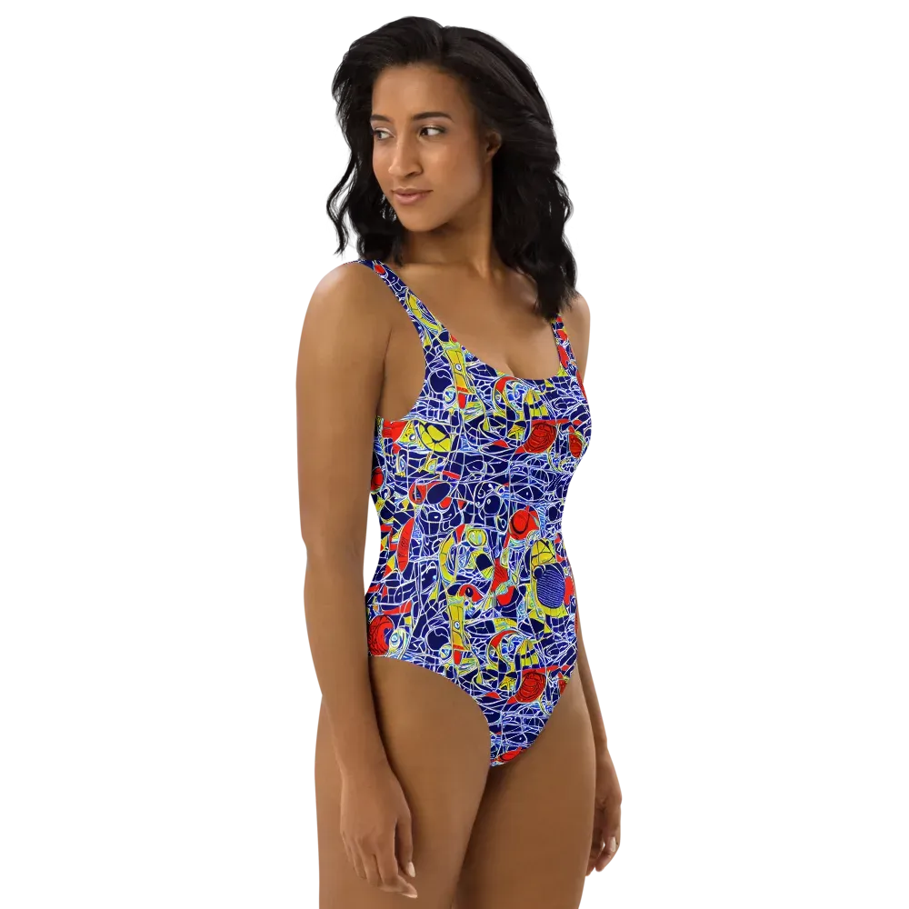 Blue Rapture on One-Piece Swimsuit — Right