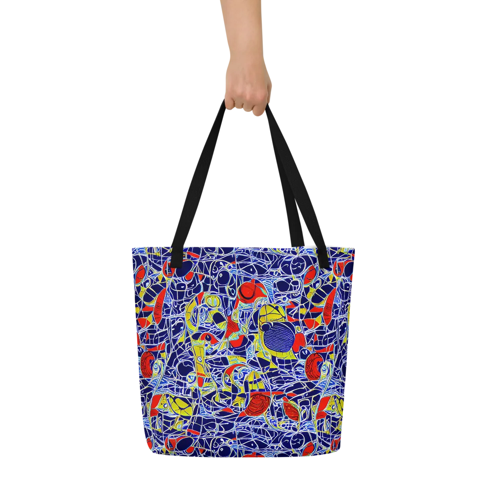 Blue Rapture on Large Tote Bag W/ Pocket — Front