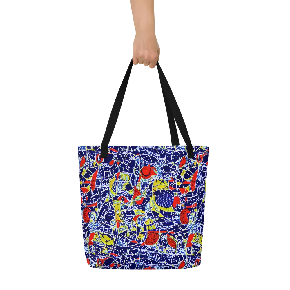 Blue Rapture on Large Tote Bag W/ Pocket — Front