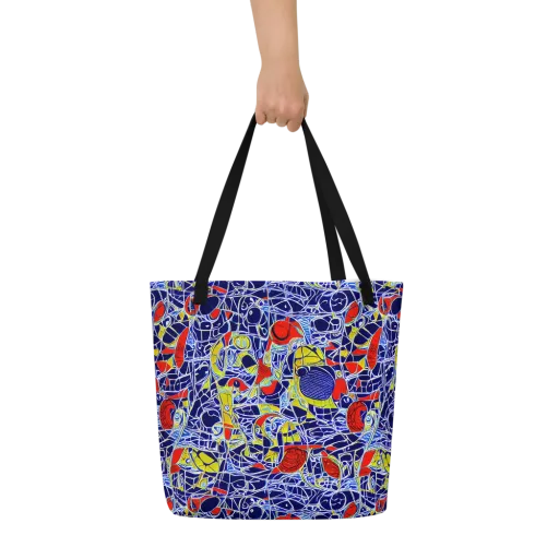 Blue Rapture on a Large Tote Bag W/ Pocket