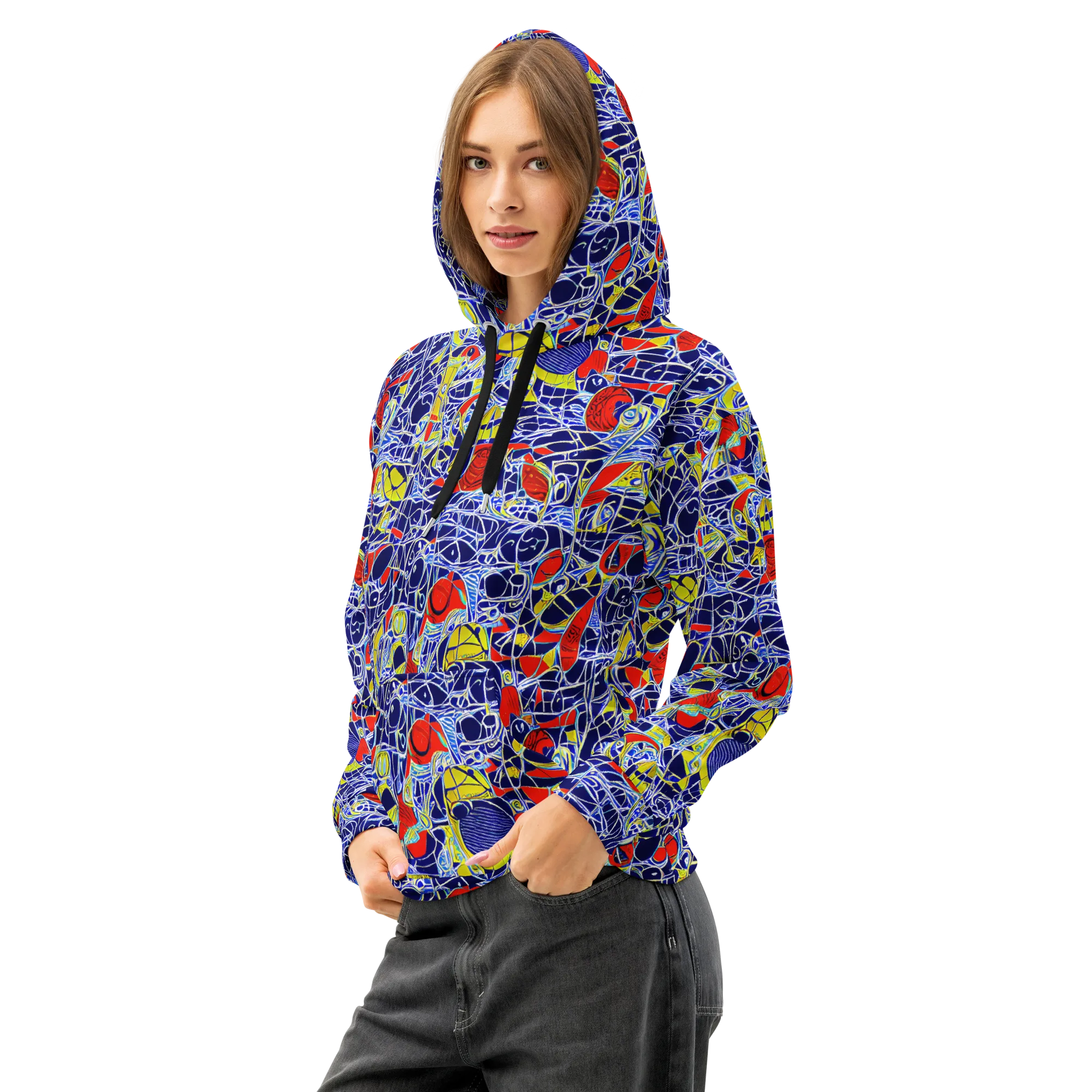 Blue Rapture on Cotton Hoodie — Left Front