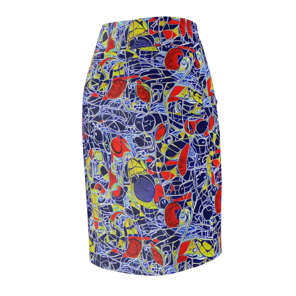 Blue Rapture on Pencil Skirt — Back Side