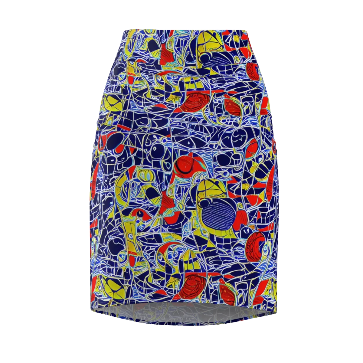 Blue Rapture on Pencil Skirt — Front