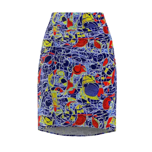 Blue Rapture on a Pencil Skirt
