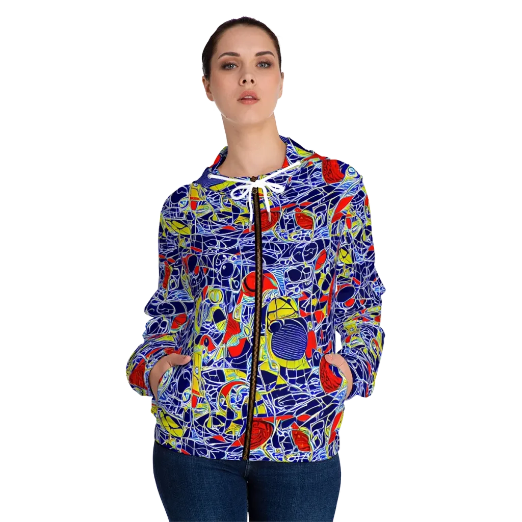 Blue Rapture on Women's Full-Zip Hoodie — Front On Person