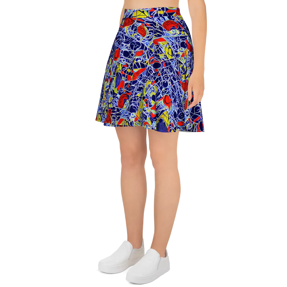 Blue Rapture on Skater Skirt — Left