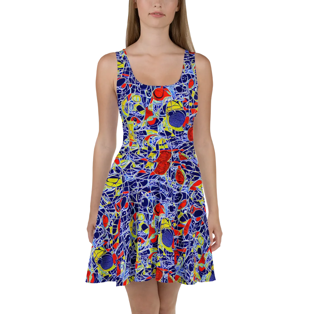 Blue Rapture on Skater Dress — Front