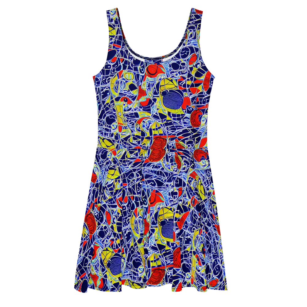 Blue Rapture on Skater Dress — Front