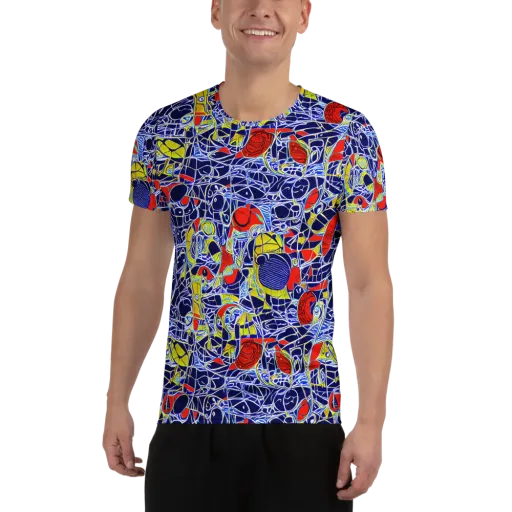Blue Rapture on a Men's Athletic T-Shirt