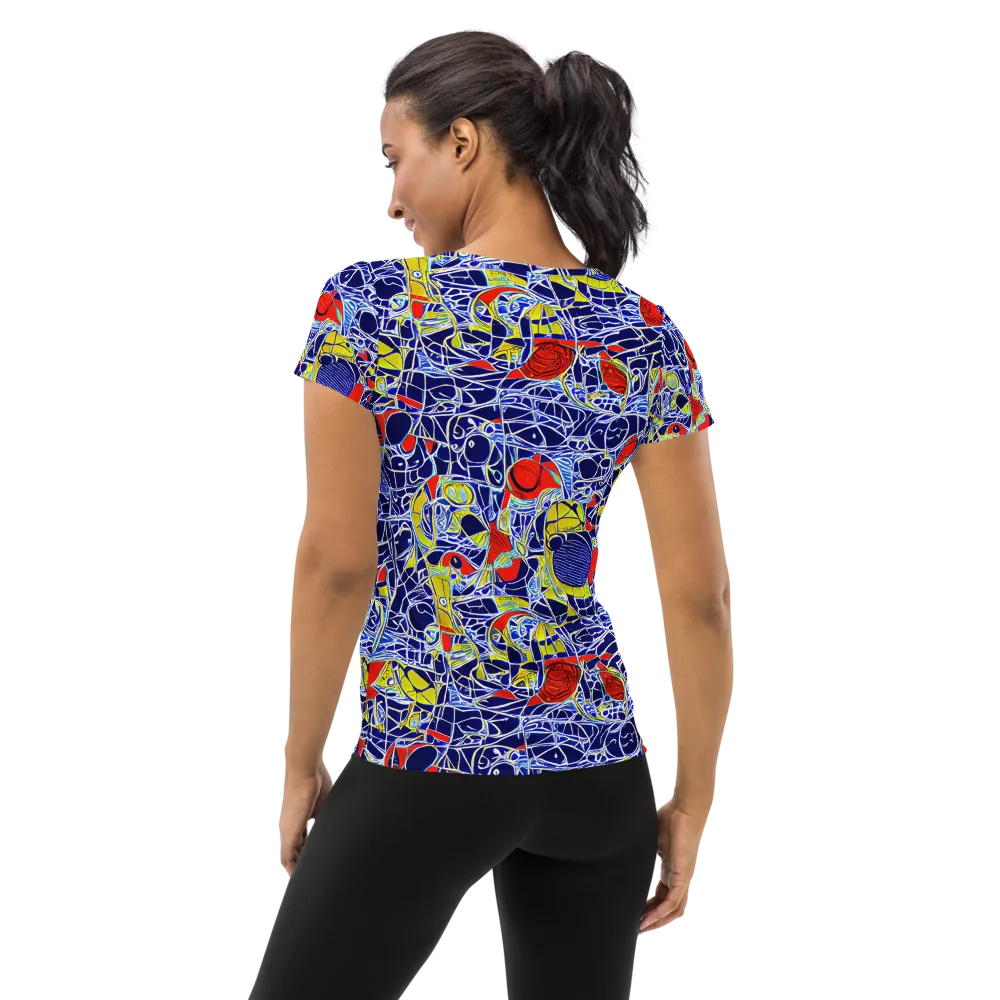 Blue Rapture on Women's Athletic T-Shirt — Back