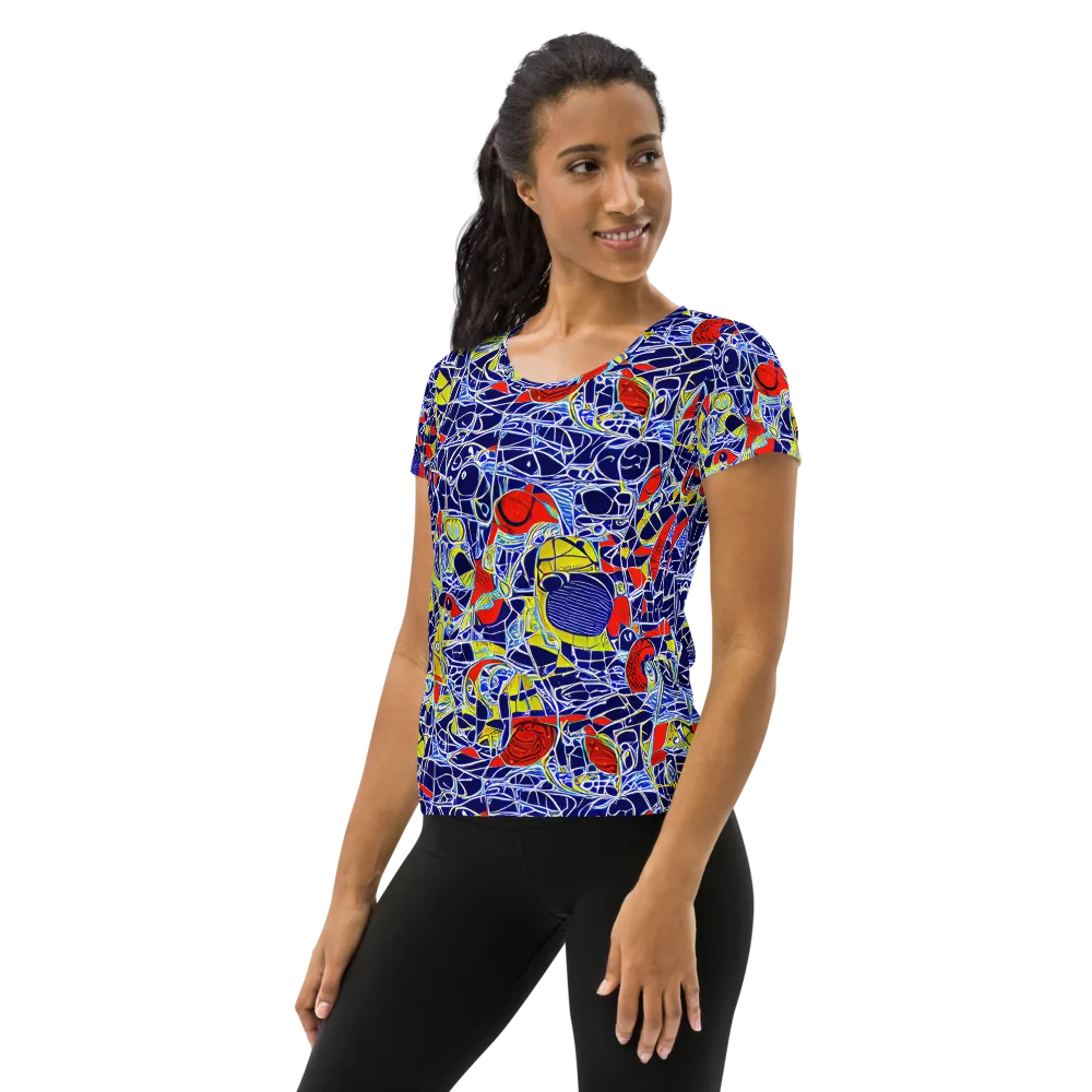 Blue Rapture on Women's Athletic T-Shirt — Left
