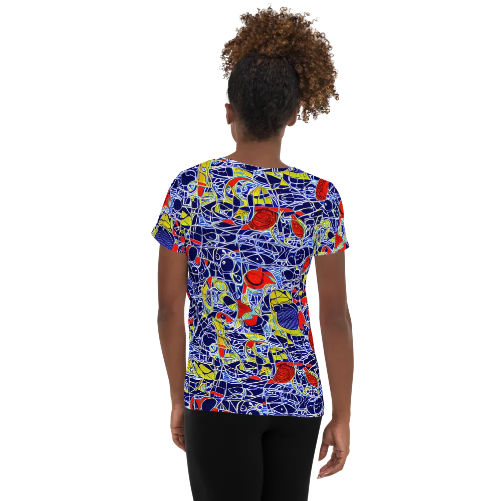 Blue Rapture on Women's Athletic T-Shirt — Back