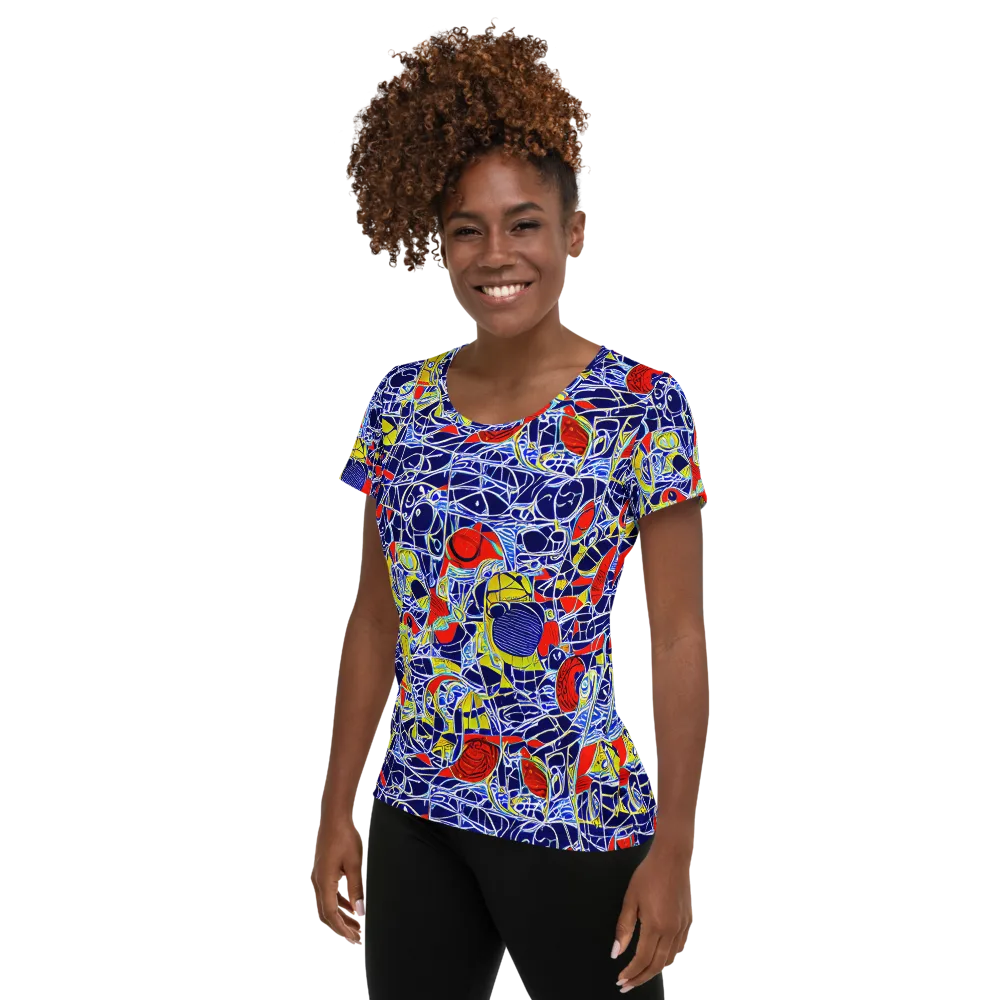 Blue Rapture on Women's Athletic T-Shirt — Left