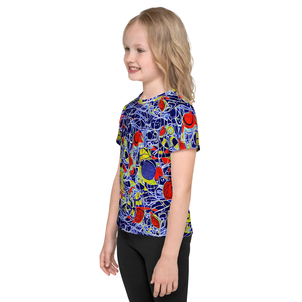 Blue Rapture on Kids Crew Neck T-Shirt — Left