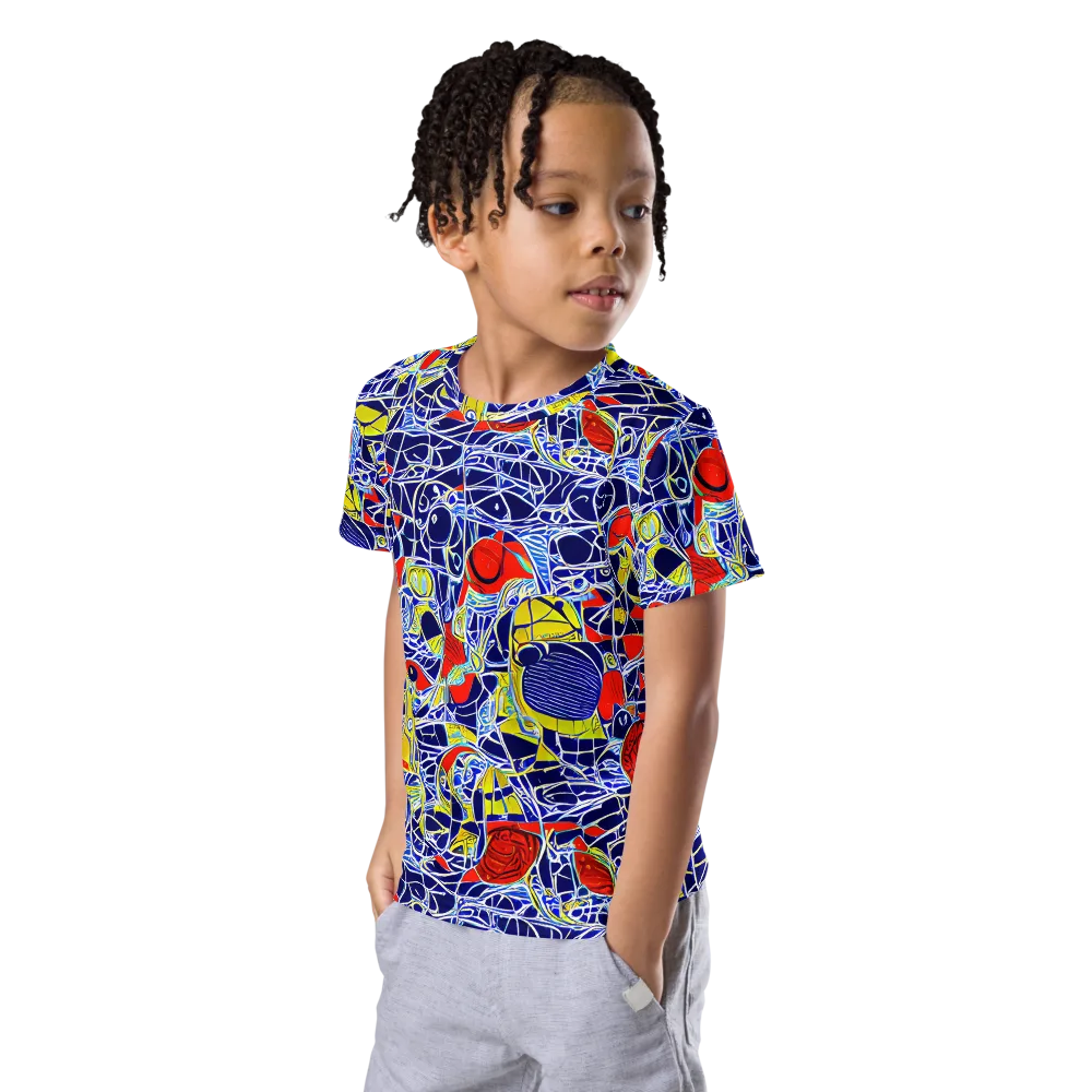 Blue Rapture on Kids Crew Neck T-Shirt — Left Front