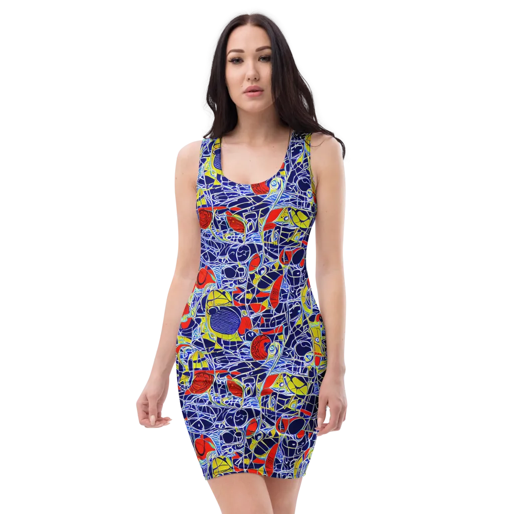 Blue Rapture on Bodycon Dress — Front
