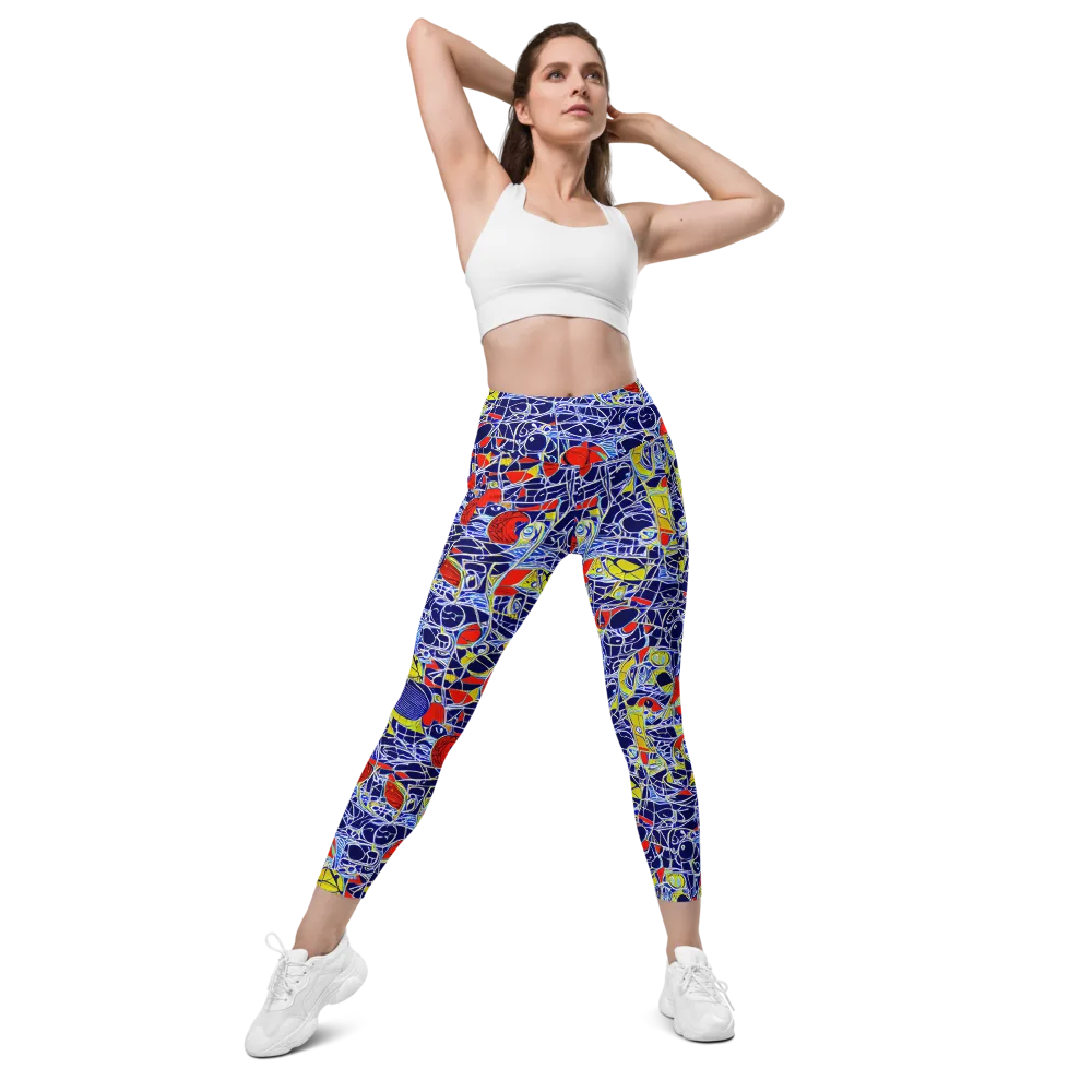 Blue Rapture on Leggings with Pockets — Front