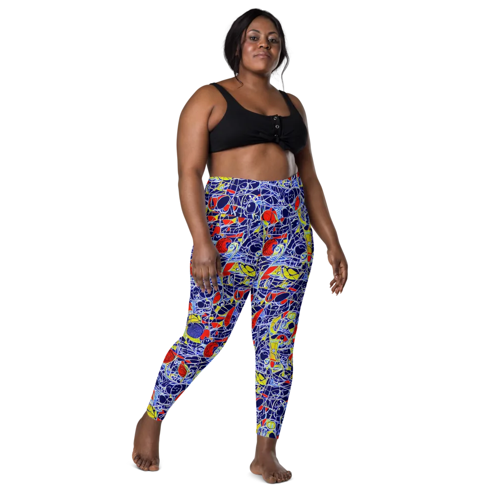 Blue Rapture on Leggings with Pockets — Front