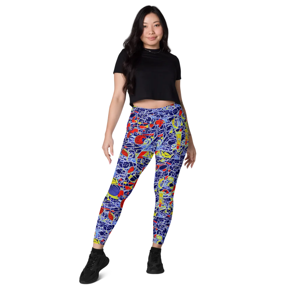 Blue Rapture on Leggings with Pockets — Front