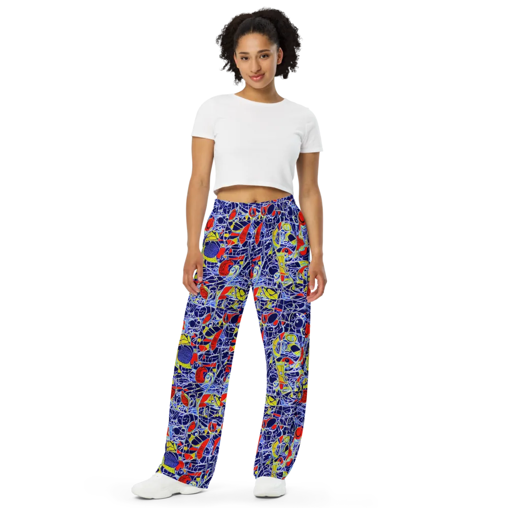 Blue Rapture on Wide-Leg Pants — Front