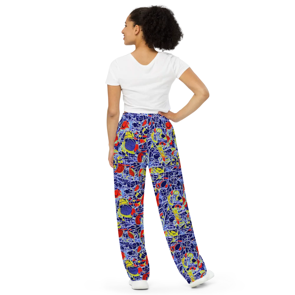 Blue Rapture on Wide-Leg Pants — Back