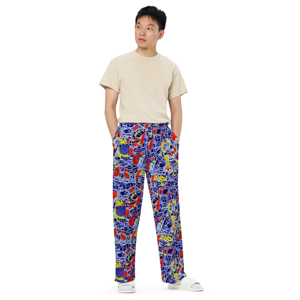 Blue Rapture on Wide-Leg Pants — Front