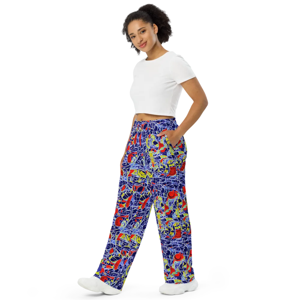 Blue Rapture on Wide-Leg Pants — Left Front