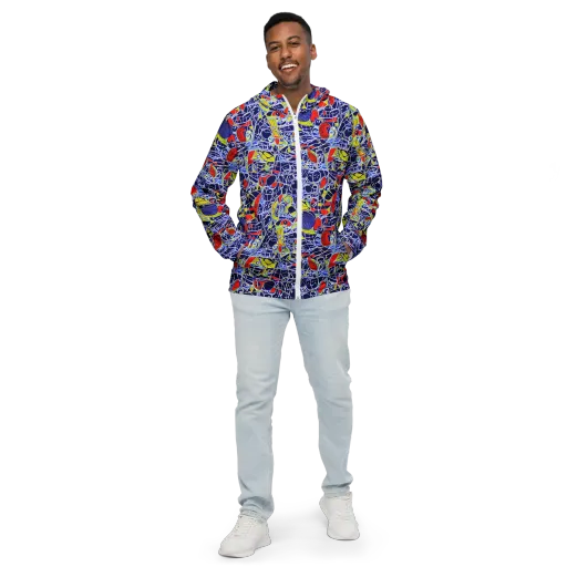 Blue Rapture on a Men's Windbreaker