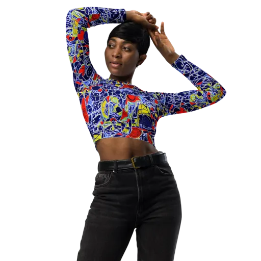Blue Rapture on a Long Sleeve Crop Top