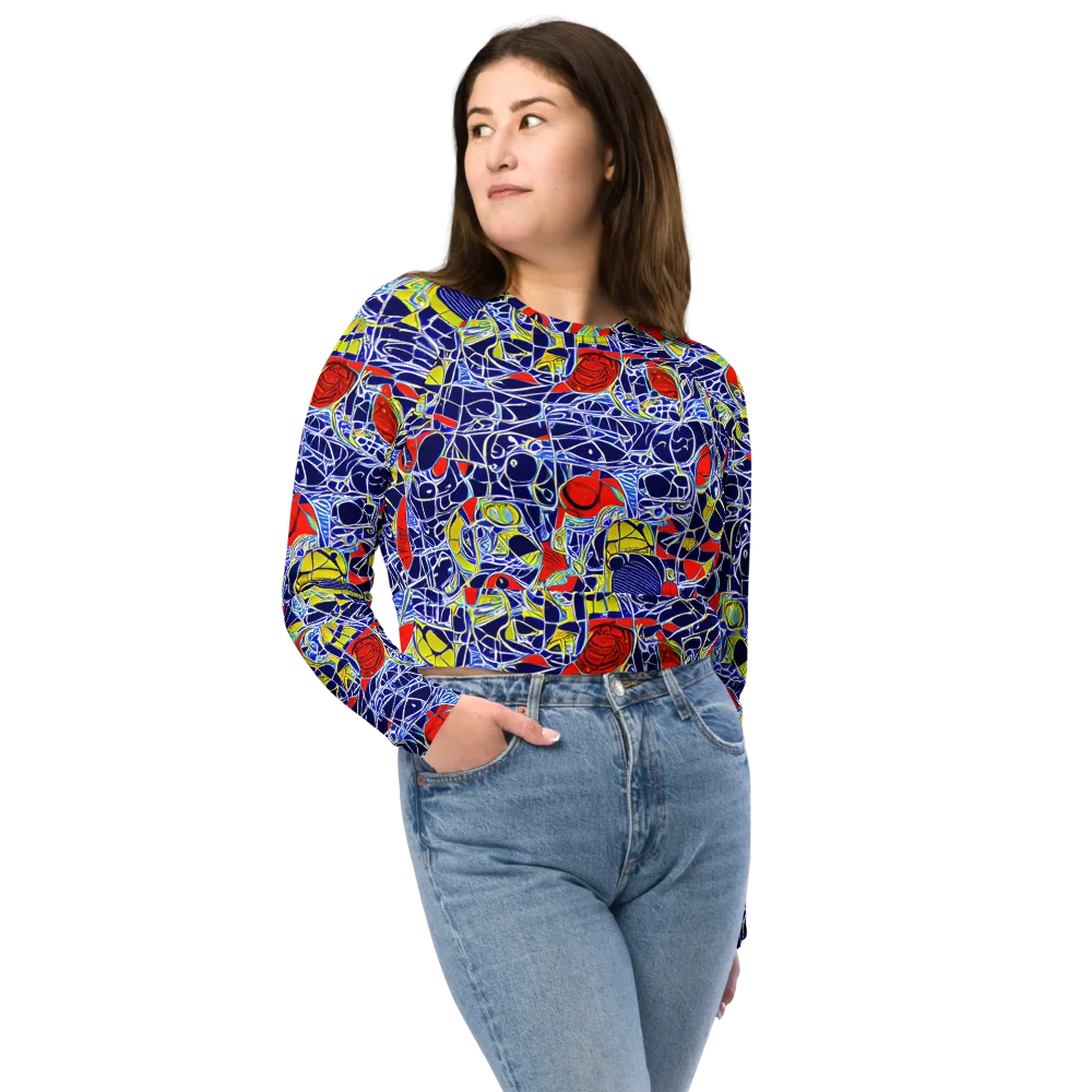 Blue Rapture on Long Sleeve Crop Top — Front