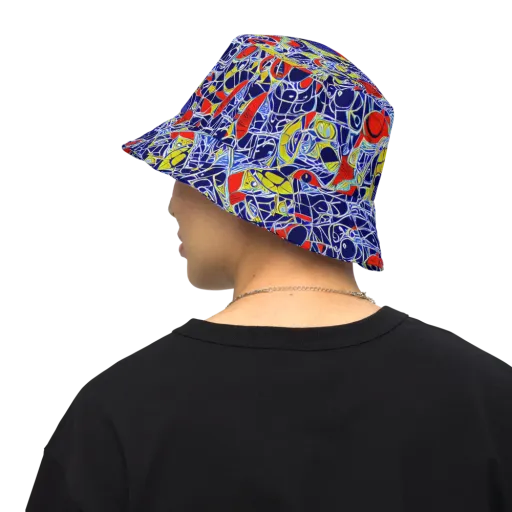 Blue Rapture on a Reversible Bucket Hat