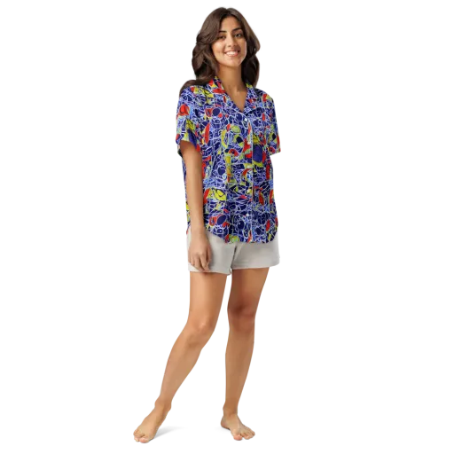 Blue Rapture on a Women's Short Sleeve Pajama Top