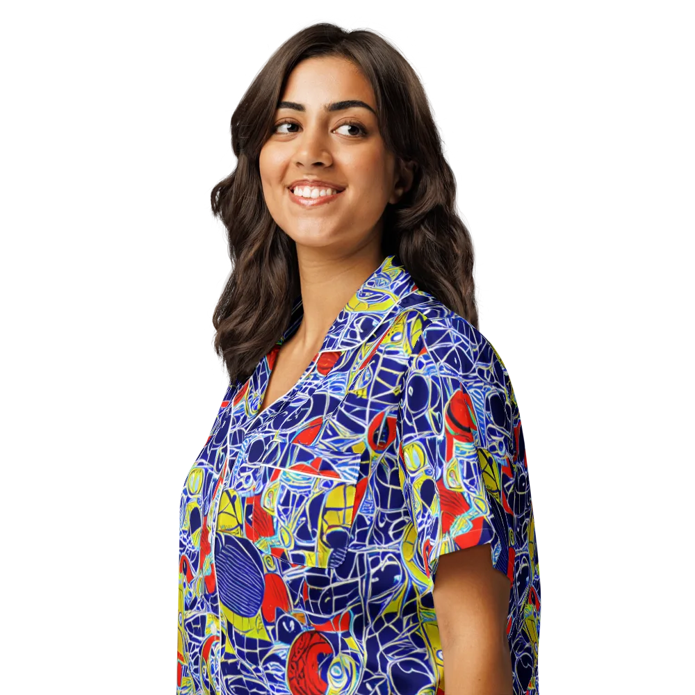 Blue Rapture on Women's Short Sleeve Pajama Top — Left Front