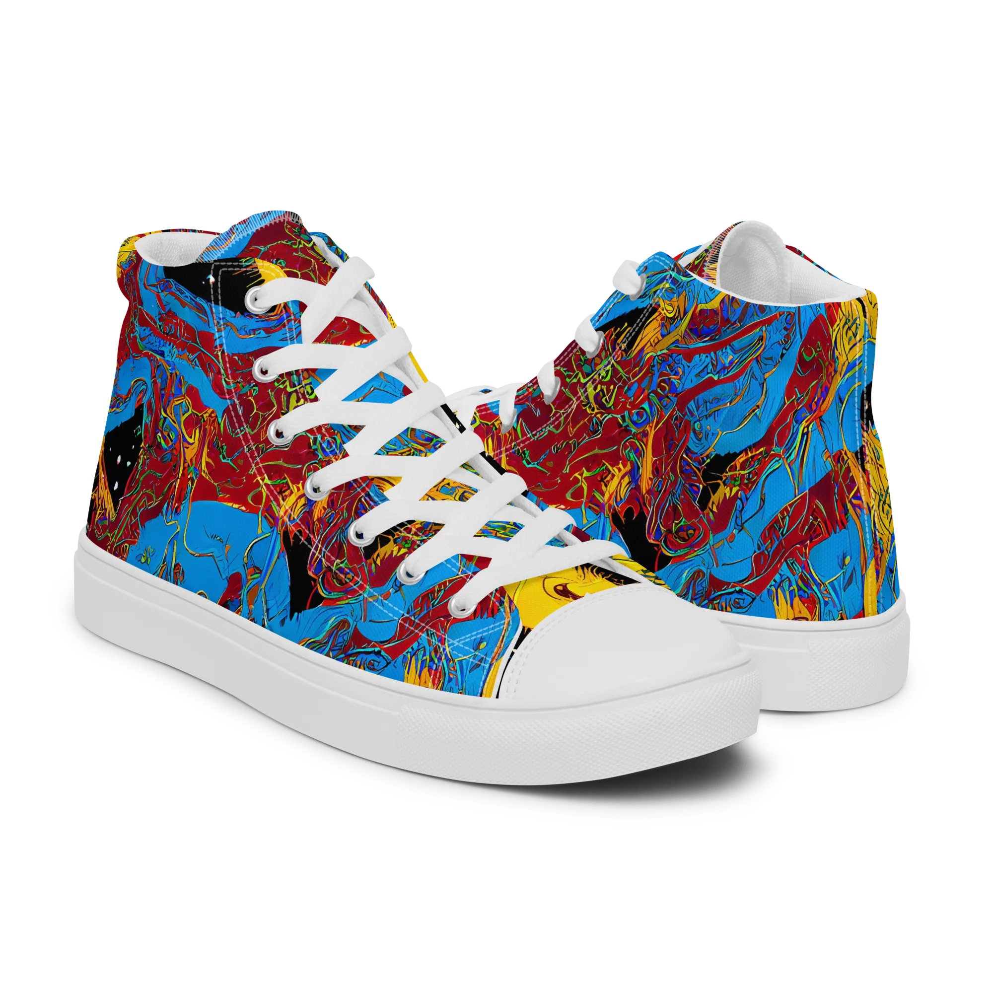 Chromatic Rebellion on Men's High Top Canvas Shoes — Right