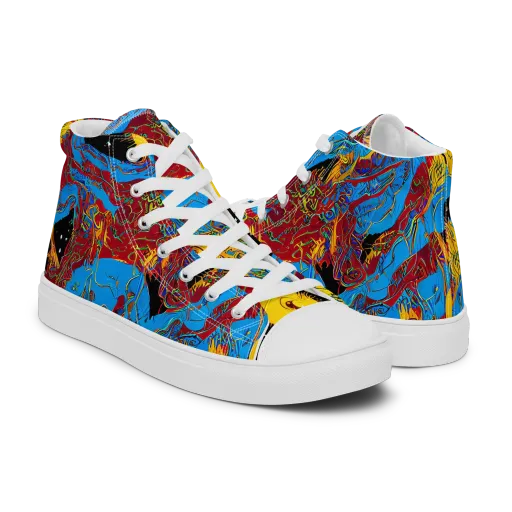 Chromatic Rebellion on a Men's High Top Canvas Shoes