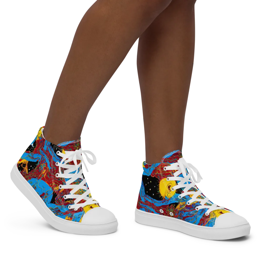 Chromatic Rebellion on Women's High Top Canvas Shoes — Right