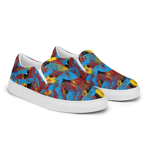 Chromatic Rebellion on a Men's Slip-On Canvas Shoes