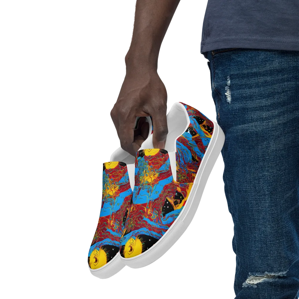 Chromatic Rebellion on Men's Slip-On Canvas Shoes — Left Front