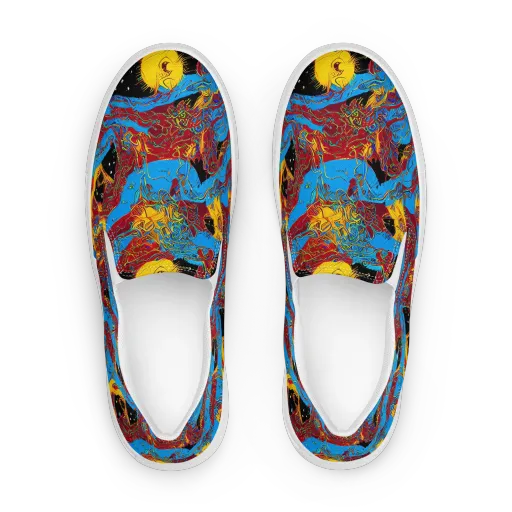 Chromatic Rebellion on a Women's Slip-On Canvas Shoes